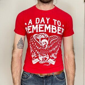 Vtg 00s A Day To Remember Tour Band Shirt - Men's Size XS Red White Cotton